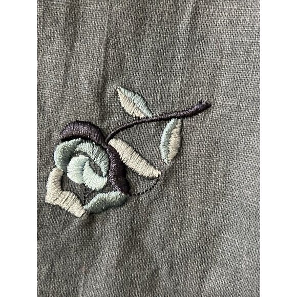 VTG Jane Ashley Y2K Sheath Dress Small Blue Floral Embroidered Linen Cotton - Picture 3 of 9